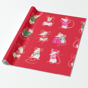 WASSERFARBE CHRISTMAS MAUSGIFT WRAPPING GESCHENKPAPIER