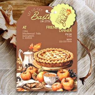 Wasserfarbe Cosy Friendsgiving laden Potluck Tags Geschenkanhänger