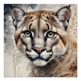 Wasserfarbe Cougar 1 Poster