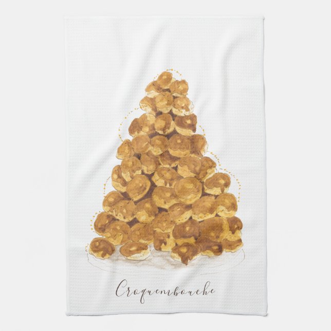 Wasserfarbe Croquembouche Geschirrtuch (Vertikal)