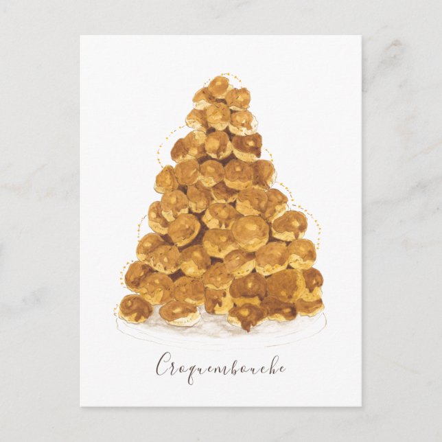 Wasserfarbe Croquembouche Postkarte (Vorderseite)