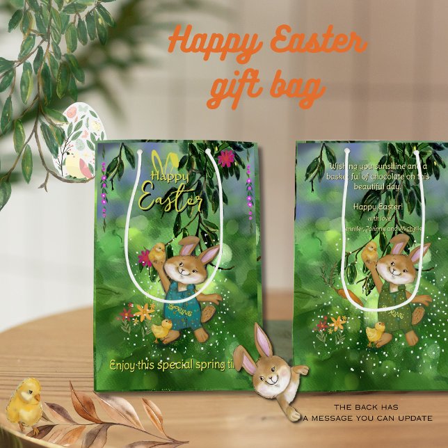 Wasserfarbe Custom Ostersonne Mittlere Geschenktüte ( Watercolor Custom Easter bunny Medium Gift Bag)