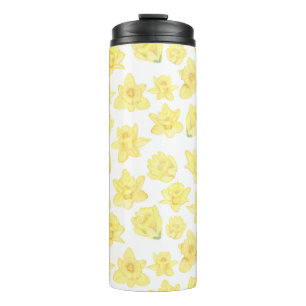 Wasserfarbe Daffodil Ditzy Floral Gemustert Thermosbecher