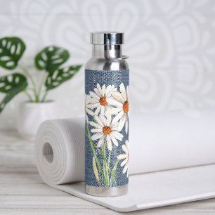 Wasserfarbe Daisy Bouquet auf Denim Trinkflasche