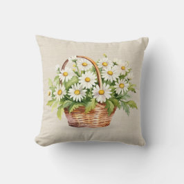 Wasserfarbe Daisy Bouquet im Korb Kissen
