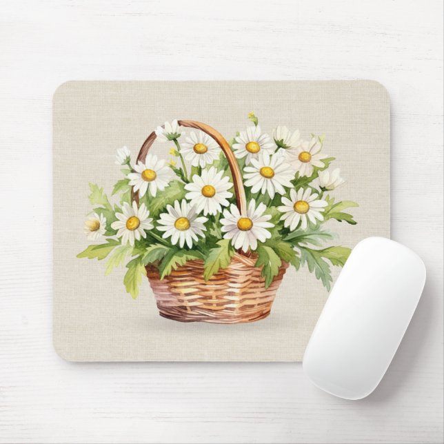 Wasserfarbe Daisy Bouquet im Korb Mousepad (Mit Mouse)