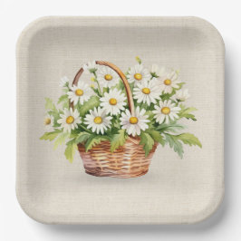 Wasserfarbe Daisy Bouquet im Korb Pappteller