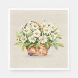 Wasserfarbe Daisy Bouquet im Korb Serviette