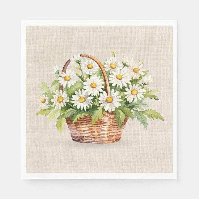 Wasserfarbe Daisy Bouquet im Korb Serviette (Vorderseite)