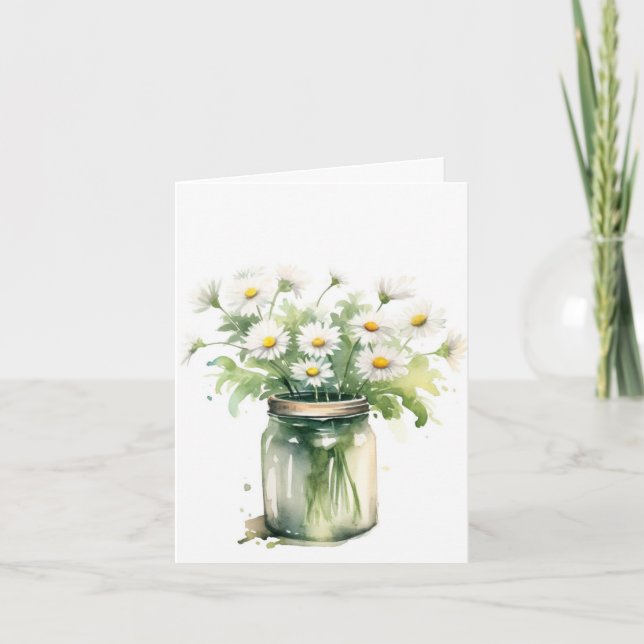 Wasserfarbe Daisy Bouquet in Mason Jar Karte (Vorderseite)