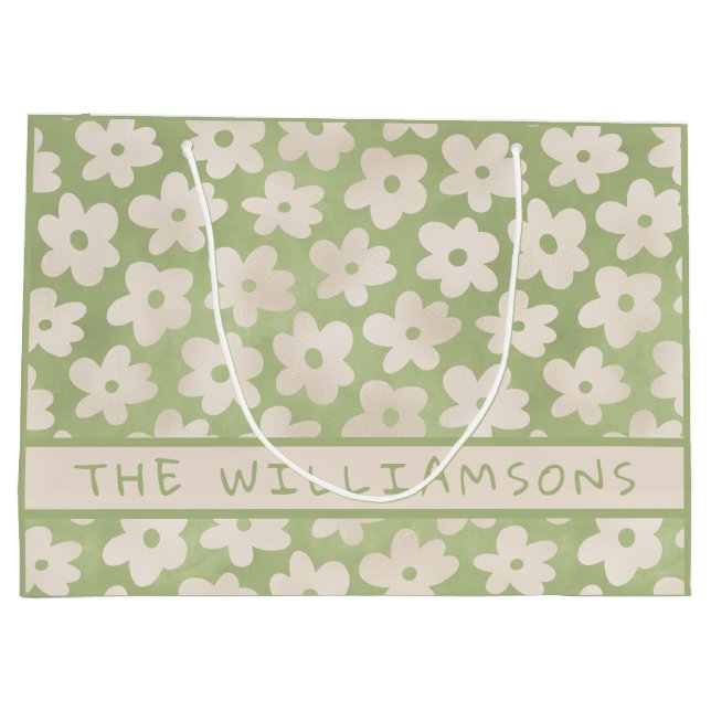 Wasserfarbe Daisy Personalisiert Happy Oaster Große Geschenktüte (Rückseite)