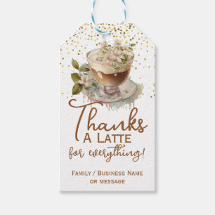 Wasserfarbe Dank eines Latte-Kaffees Danke Geschenkanhänger