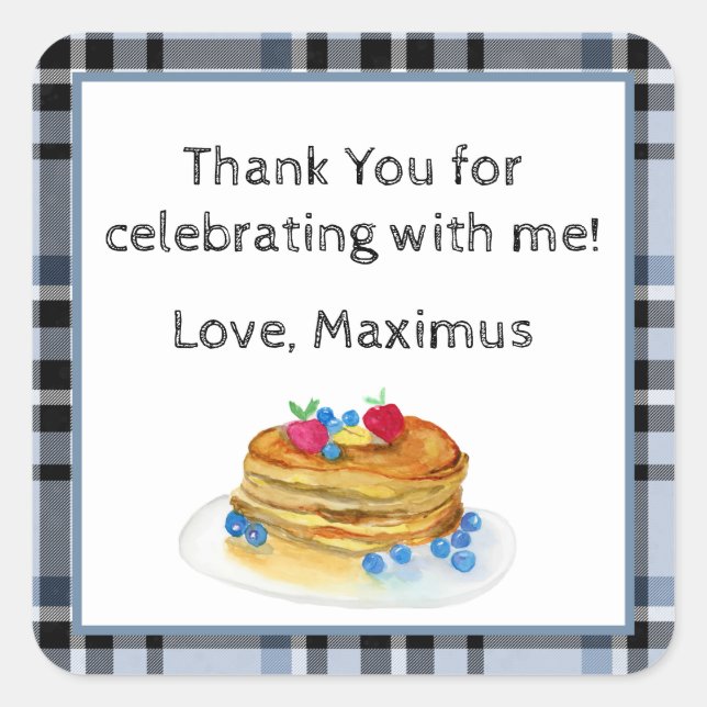 Wasserfarbe Danke Pancake Brunch Quadratischer Aufkleber (Vorderseite)
