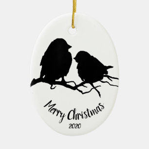 Wasserfarbe Dated Bird Couple Frohe Weihnachten Keramik Ornament