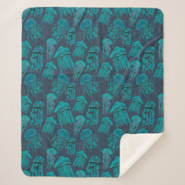 Wasserfarbe "Deep Sea" Qualle Blanket Sherpadecke