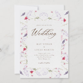 Wasserfarbe Delikate Wildblume Kalligrafie Hochzei Einladung