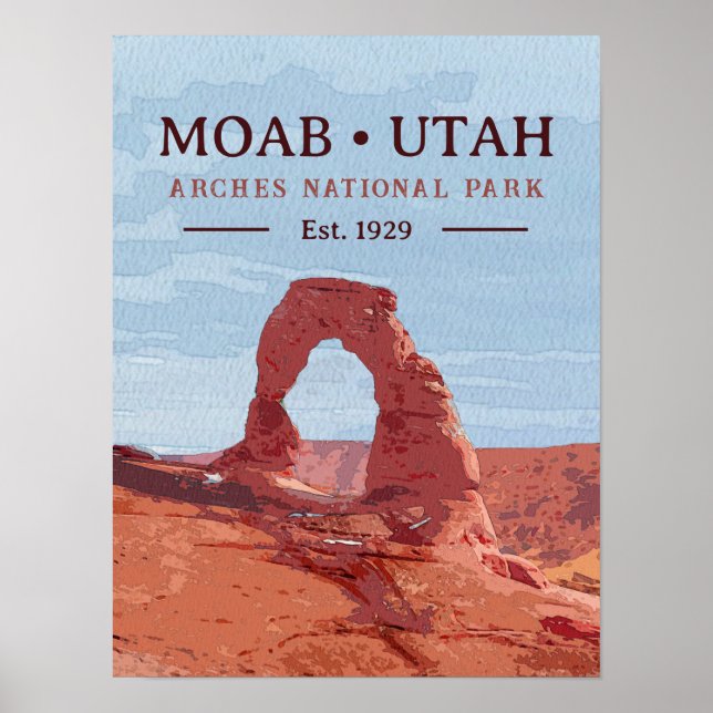 Wasserfarbe Delikatessen Arch Moab Utah Nationalpa Poster (Vorne)