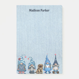 Wasserfarbe Denim Gnomes Post-it Klebezettel