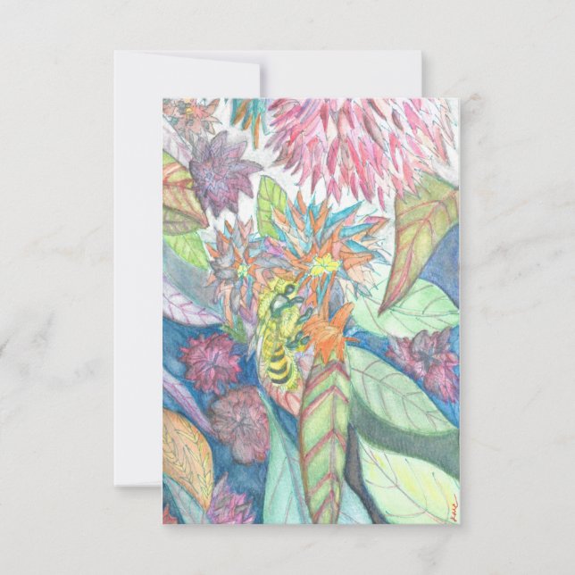 Wasserfarbe der Bienen und Blume Dankeskarte (Vorderseite)