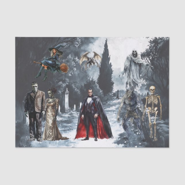 Wasserfarbe der Halloween-Monster Seidenpapier (Vorderseite)