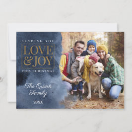 Wasserfarbe der Marine mit Gold Feiertagskarte