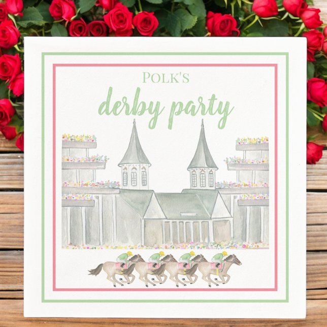 Wasserfarbe Derby Party Jockeys Racing Custom Serviette (Von Creator hochgeladen)