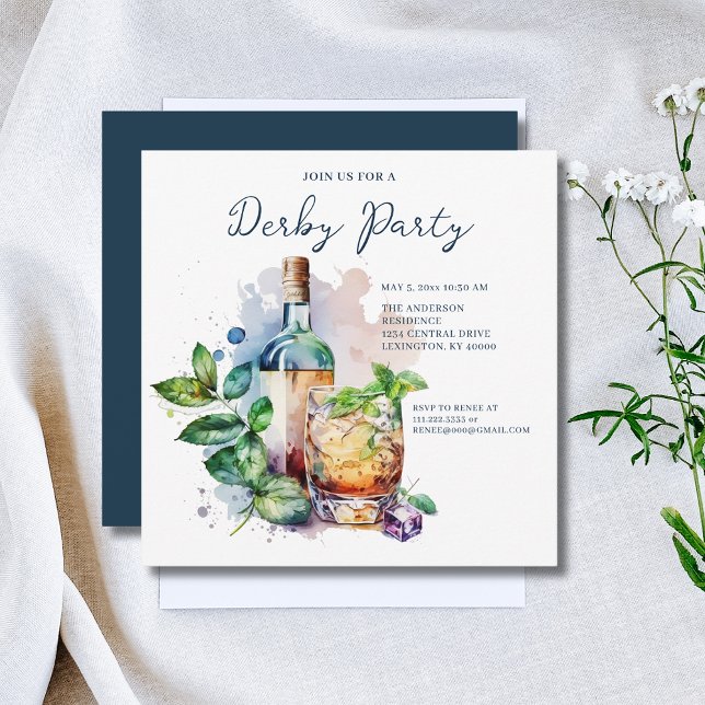 Wasserfarbe Derby Party Minze Julep Einladung (Von Creator hochgeladen)