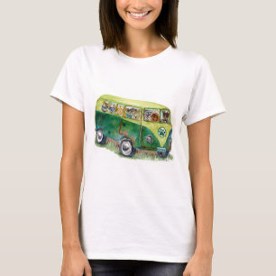 Wasserfarbe des alten Busses voller adoptierbarer  T-Shirt