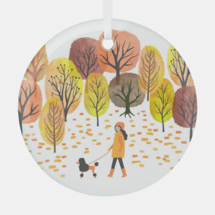 Wasserfarbe des Autumn Park: Vintage Szene Ornament Aus Glas