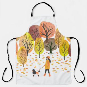 Wasserfarbe des Autumn Park: Vintage Szene Schürze