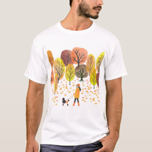 Wasserfarbe des Autumn Park: Vintage Szene T-Shirt