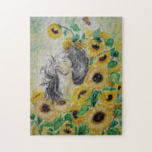 Wasserfarbe - Die Sonnenblumenmauer Puzzle