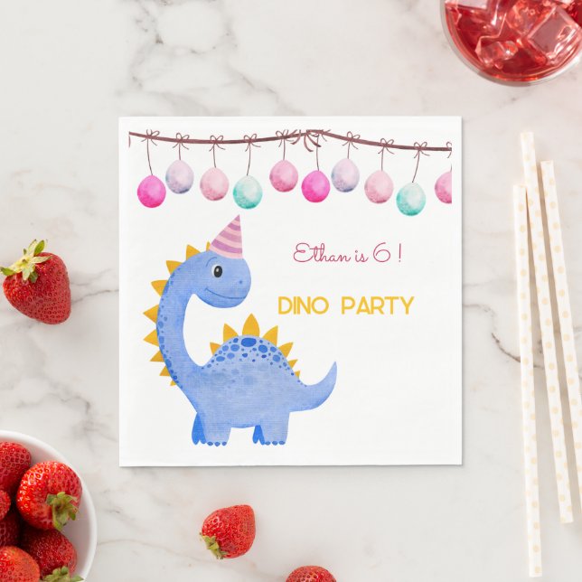 Wasserfarbe Dino Party Kindergeburtstag Serviette (Beispiel)