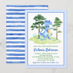 Wasserfarbe Dinosaur Baby Boy Dusche Einladung