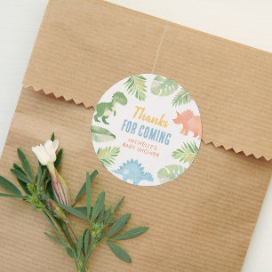 Wasserfarbe Dinosaur Babydusche Runder Aufkleber