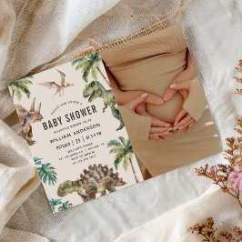 Wasserfarbe Dinosaur Kinderdusche Foto Einladung