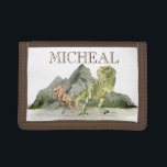 Wasserfarbe Dinosaur T-Rex Tyrannosaurus Name Tri-fold Geldbeutel<br><div class="desc">Dieses Design kann in dem Bereich personalisiert werden, der durch das Ändern des Fotos und/oder Textes zur Verfügung gestellt wird. Sie können auch angepasst werden, indem Sie auf Vorlage personalisieren klicken und dann auf die Schaltfläche klicken, um weitere Optionen anzupassen, um die Hintergrundfarbe zu löschen oder zu ändern, Text hinzuzufügen,...</div>