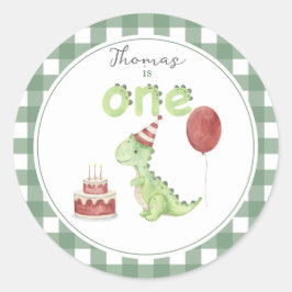 Wasserfarbe Dinosaurier 1. Geburtstag Runder Aufkleber