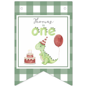 Wasserfarbe Dinosaurier 1. Geburtstag Wimpelkette