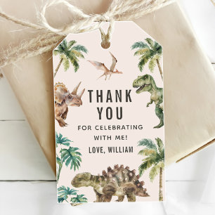 Wasserfarbe Dinosaurier 1. Geburtstags-Party Geschenkanhänger