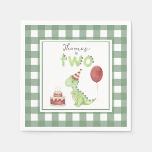 Wasserfarbe Dinosaurier 2. Geburtstag Serviette