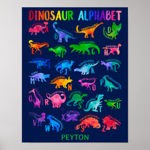 Wasserfarbe Dinosaurier Alphabet Farbenfroh Dino K Poster