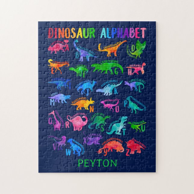 Wasserfarbe Dinosaurier Alphabet Farbenfroh Dino K Puzzle (Vertikal)