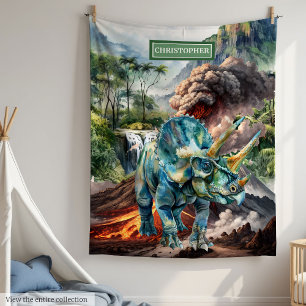 Wasserfarbe Dinosaurier Blanket Personalisiert Boy Fleecedecke