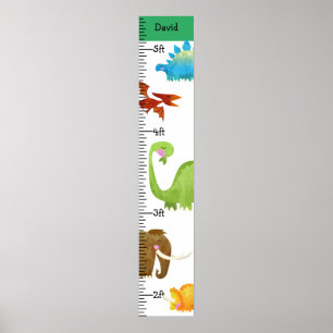 Wasserfarbe Dinosaurier Boy Growth Chart Personali Poster