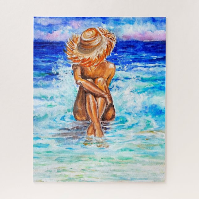 Wasserfarbe - direkt am Meer - Sommerurlaub Puzzle (Vertikal)