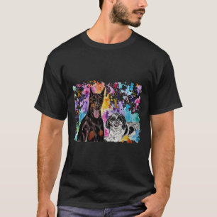 Wasserfarbe Doberman und Shih Tzu T-Shirt