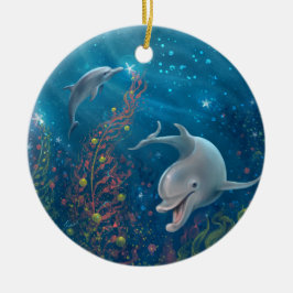 Wasserfarbe Dolphin Friede und Freude Weihnachten Keramik Ornament