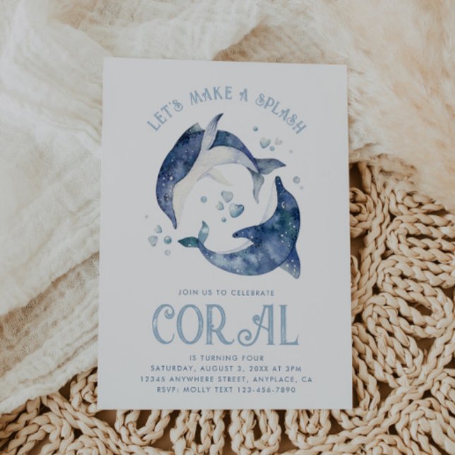 Wasserfarbe Dolphin Geburtstag Einladung (Von Creator hochgeladen)