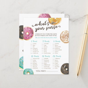 Wasserfarbe Donut Babydusche Was in Purse Game